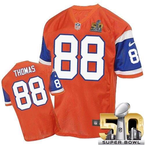 Men's Elite Demaryius Thomas Super Bowl L Nike Jersey Orange - #88 Throwback NFL Denver Broncos